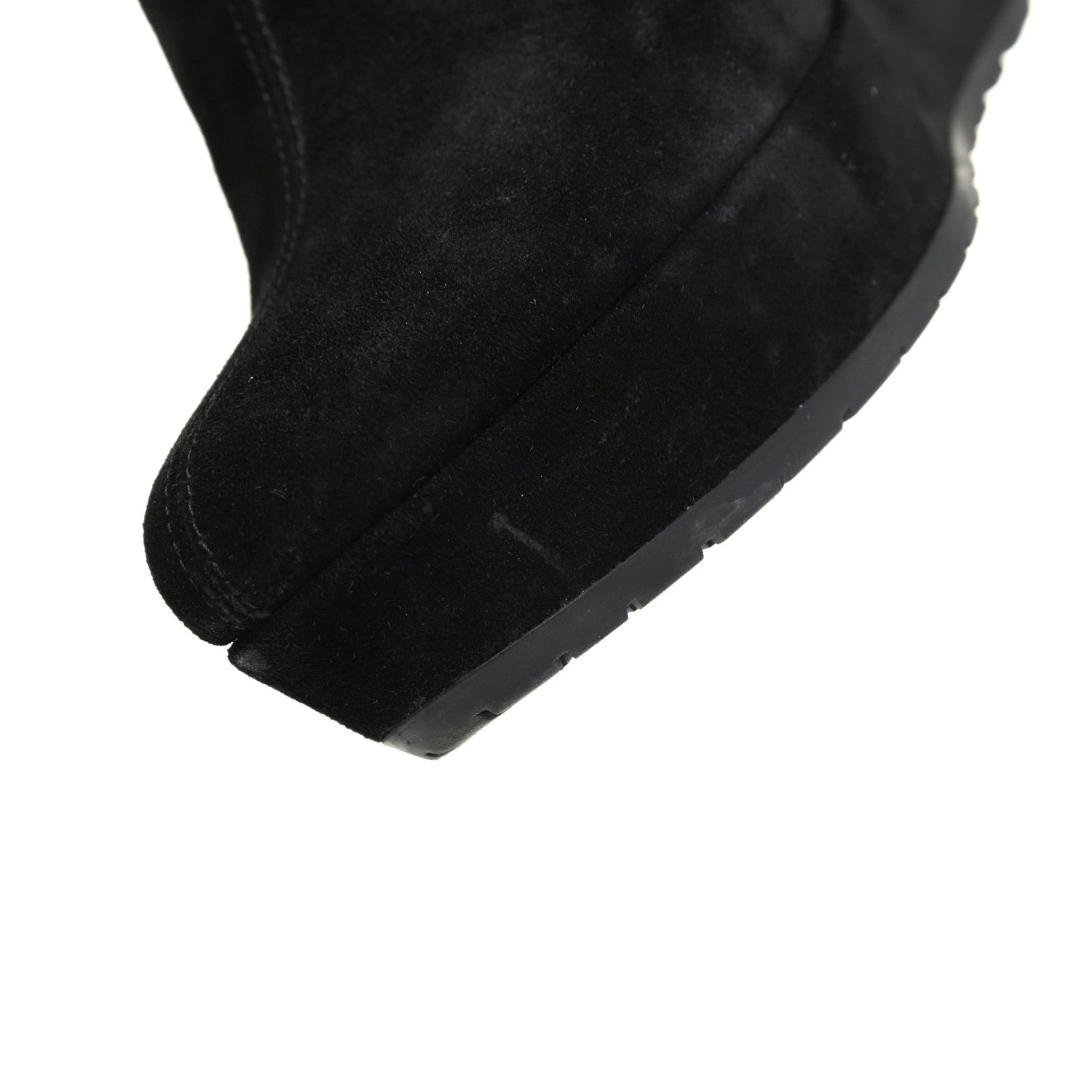 Gucci Suede Shearling Fur Microguccissima Courtney Tall Wedge Boots 36 Black 9 of 11