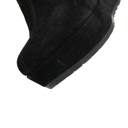 Gucci Suede Shearling Fur Microguccissima Courtney Tall Wedge Boots 36 Black 9 of 11