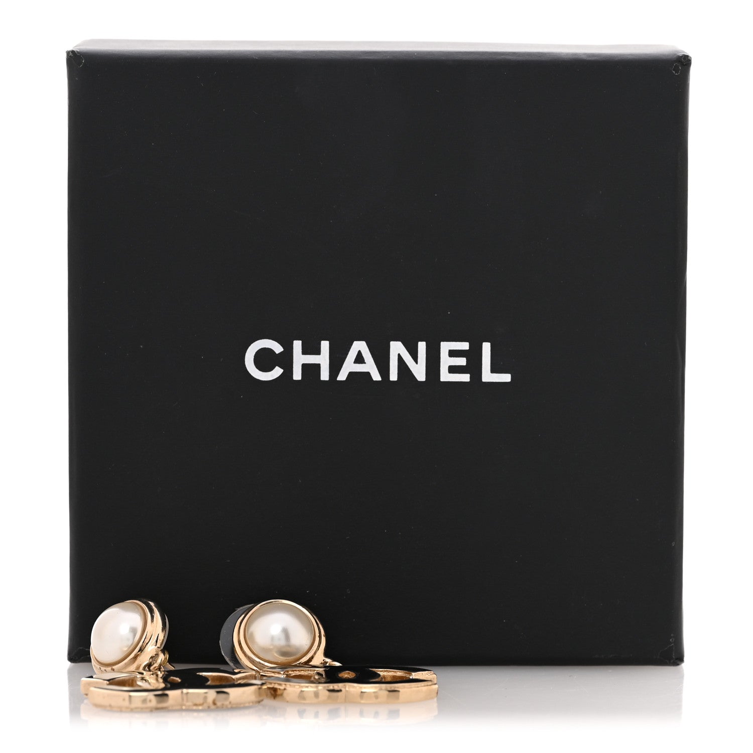 Chanel Pearl Enamel CC Drop Earrings Black 6 of 6