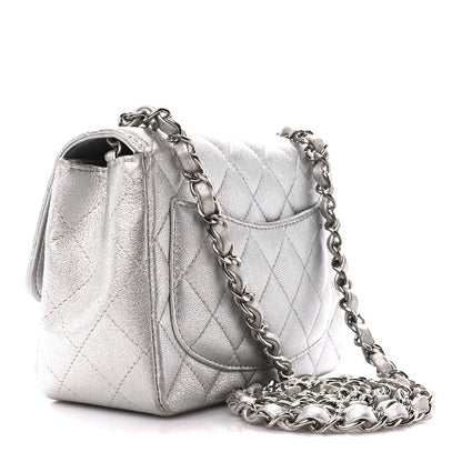 Chanel Metallic Lambskin Quilted Mini Square Flap Silver 3 of 11