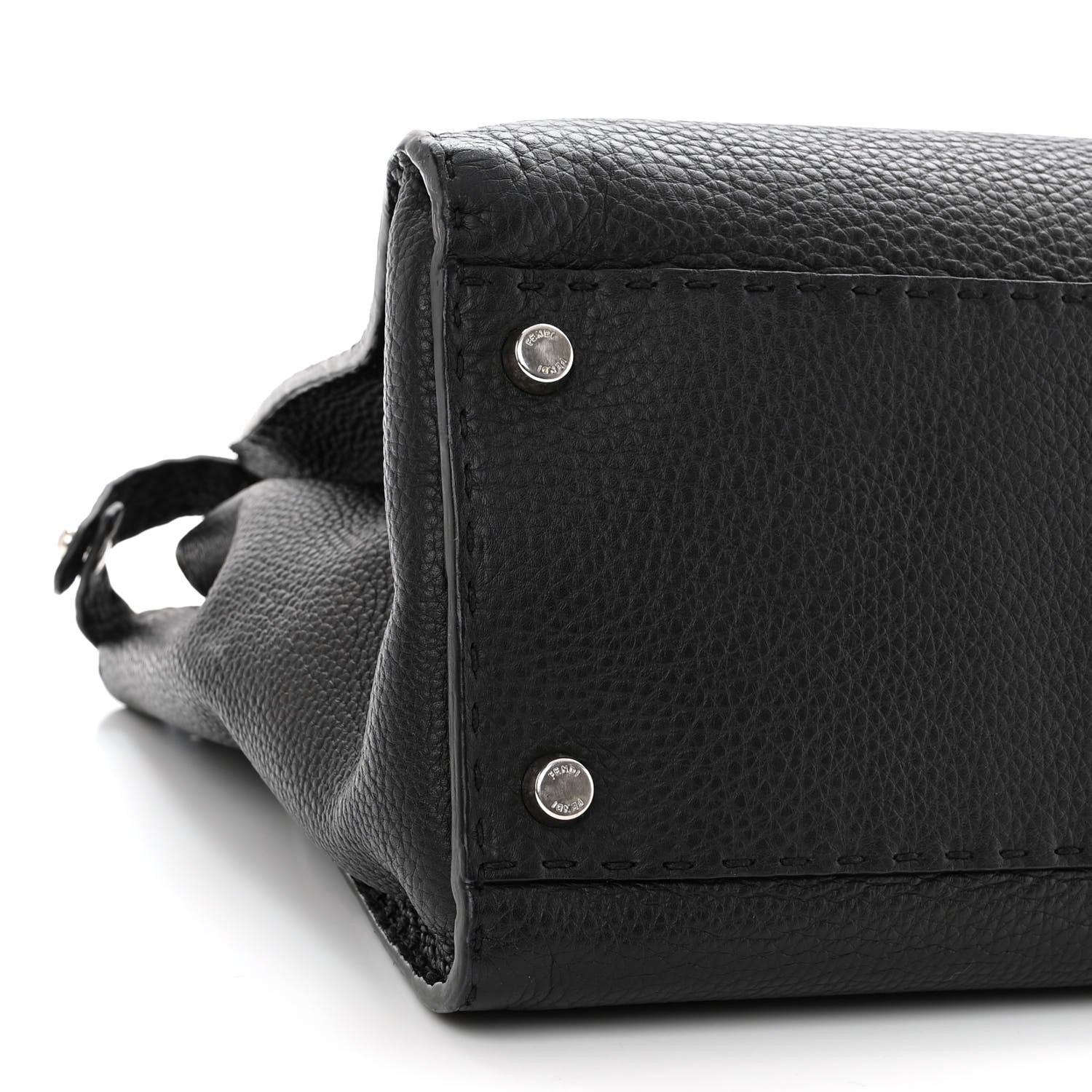 Fendi Cuoio Romano Selleria Bi-Color Large Peekaboo Iconic Satchel Black Mou 10 of 13
