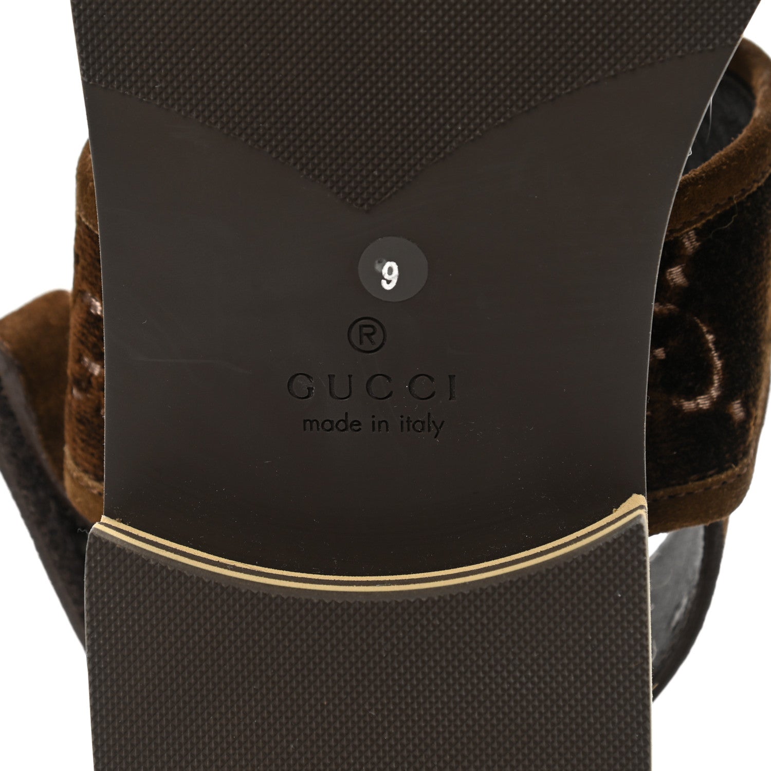 Gucci Velvet GG Monogram Suede Mens Platform Sandals 9 Coffee 6 of 8