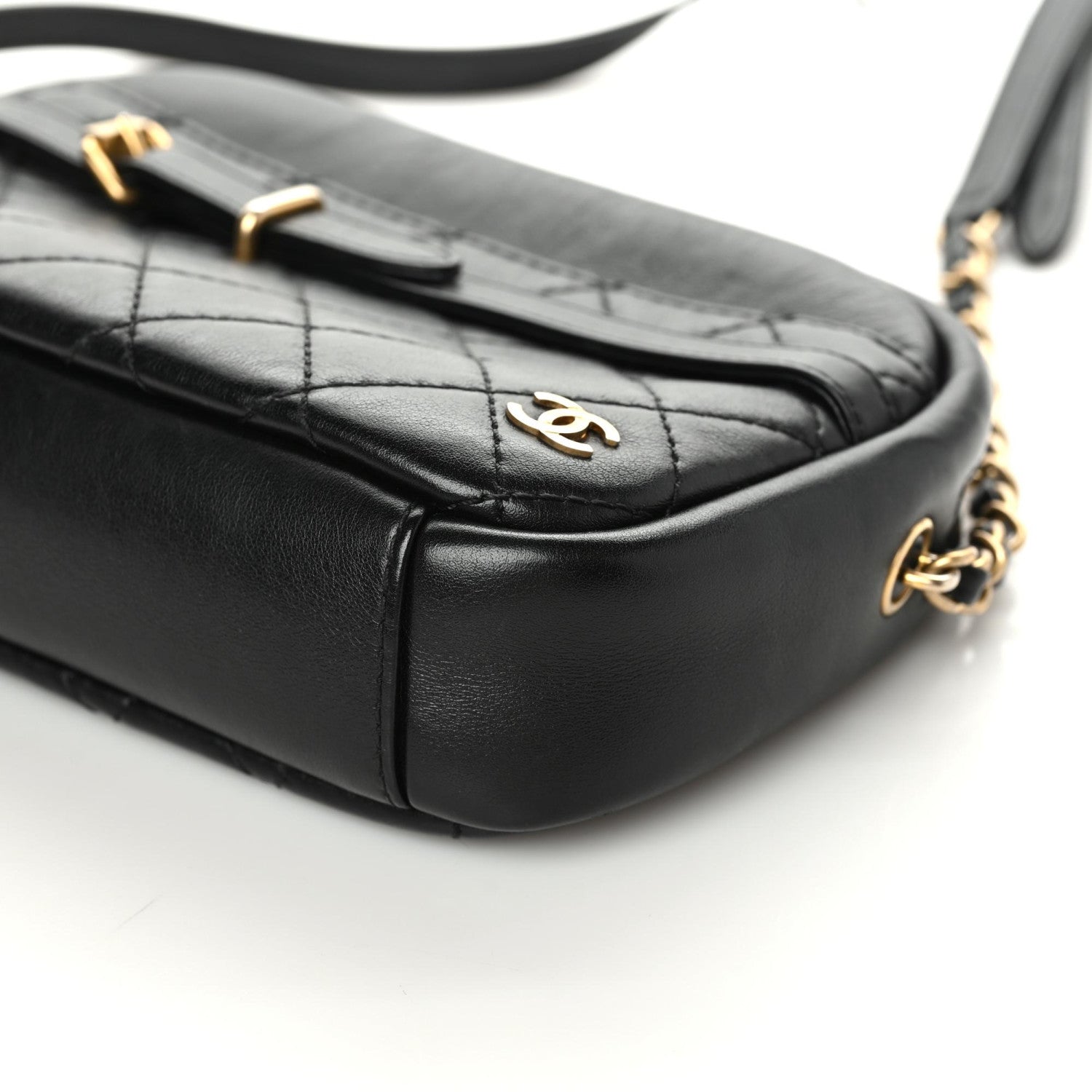 Chanel Lambskin Quilted Large Buckle Camera Case Bag Black 10 of 10