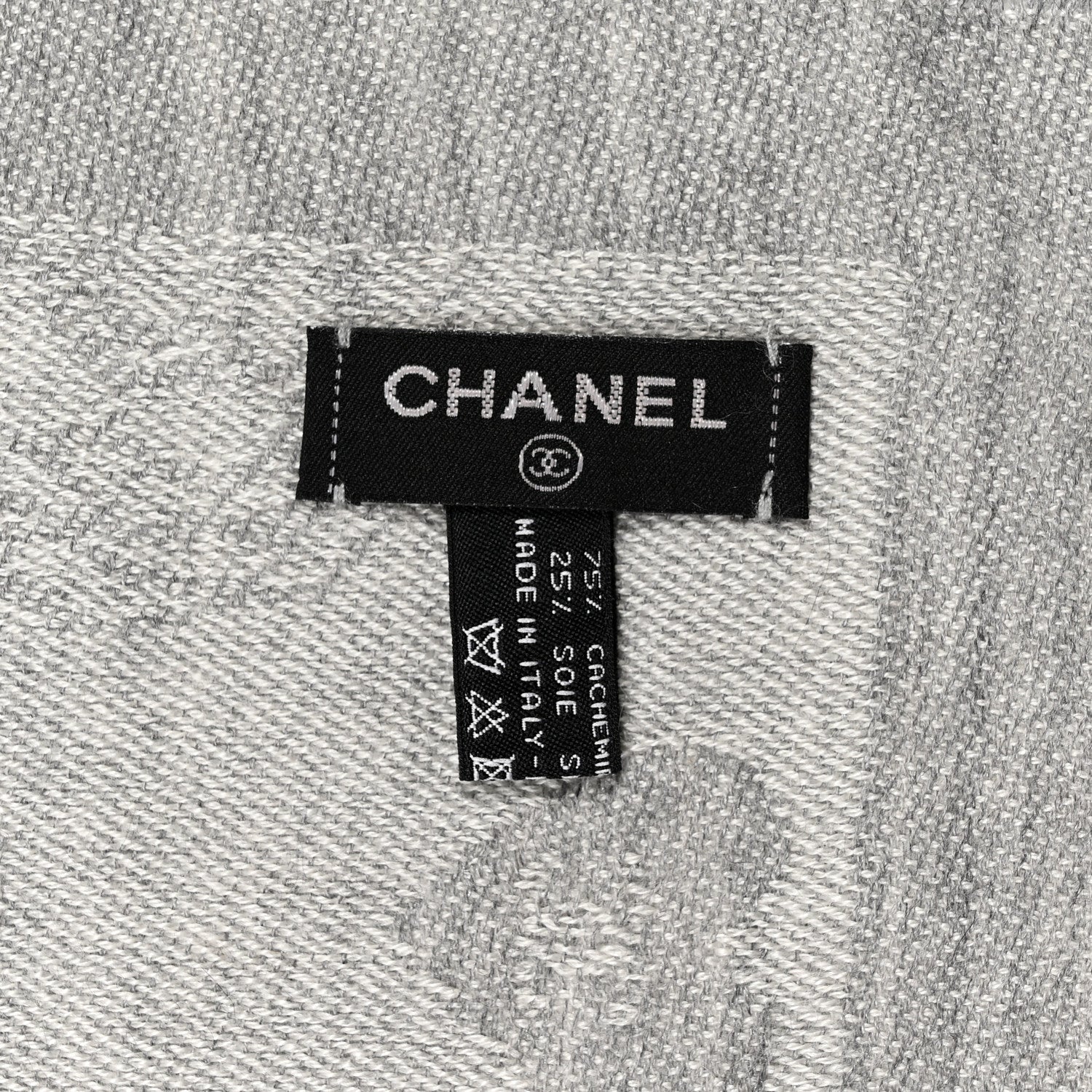 Chanel Cashmere Silk CC Heart Scarf Grey 3 of 3