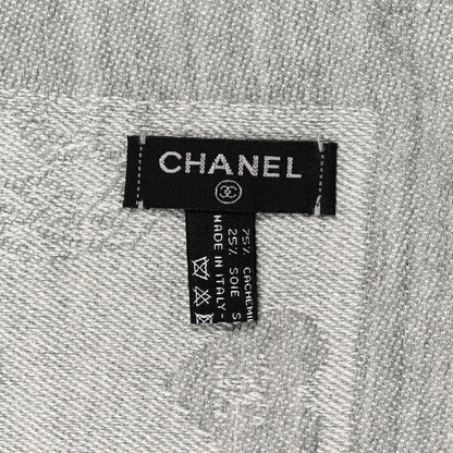 Chanel Cashmere Silk CC Heart Scarf Grey 3 of 3