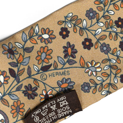 Hermes Silk L'Arbre De Vie Twilly Camel Gris Bleuete Caramel 3 of 4