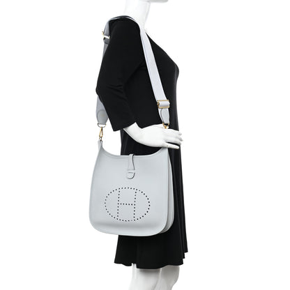 Hermes Taurillon Clemence Evelyne III PM Bleu Pale 2 of 11