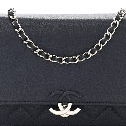 Chanel Grained Calfskin Quilted CC Box Wallet On Chain WOC Navy 9 of 13