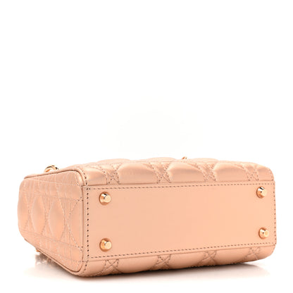 Christian Dior Iridescent Metallic Lambskin Cannage Mini Lady Dior Pink 4 of 12