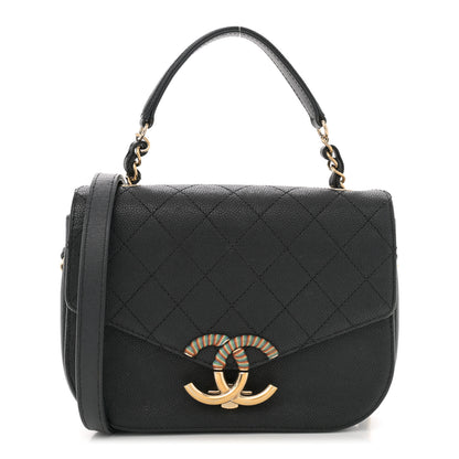 Chanel Grained Calfskin Quilted Small Cuba Top Handle Flap Black 1 of 12