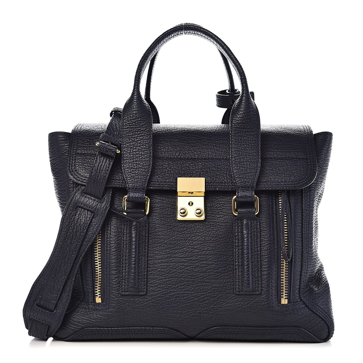 3.1 Textured Calfskin Medium Pashli Satchel Ink