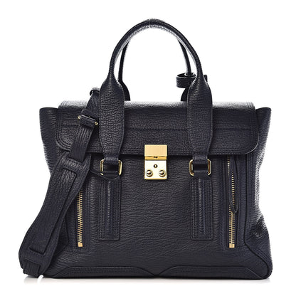 3.1 Phillip Lim 3.1 Textured Calfskin Medium Pashli Satchel Ink 1 of 12