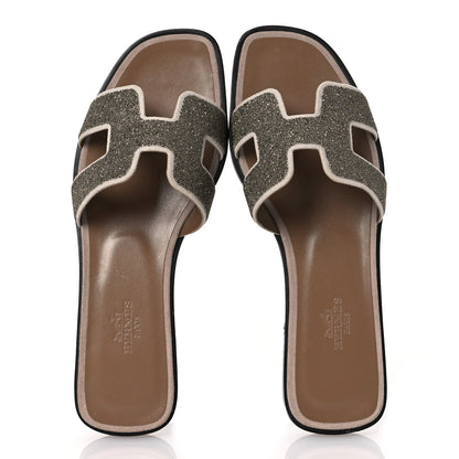 Hermes Suede Goatskin Crystal Powder Oran Sandals 36.5 2 of 11