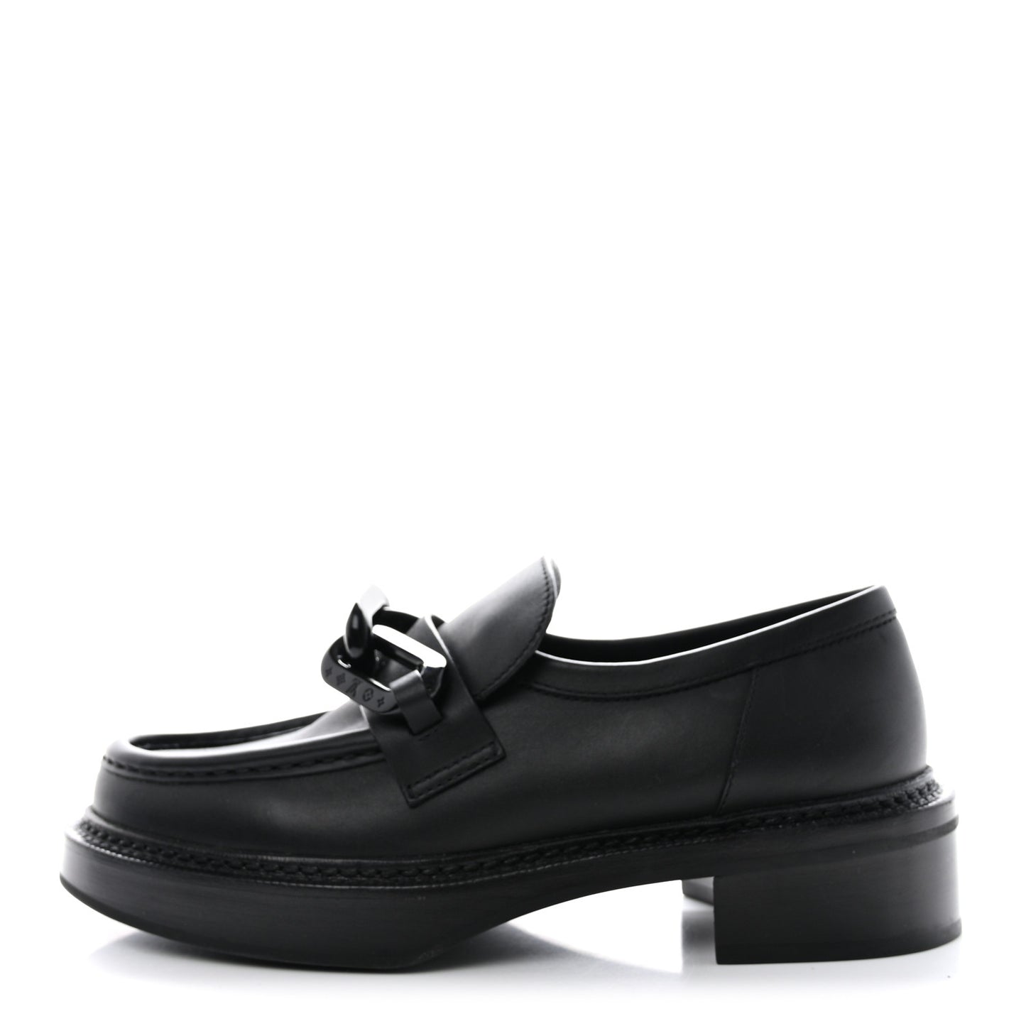 Calfskin Oversized Chain Academy Loafers 38 Black