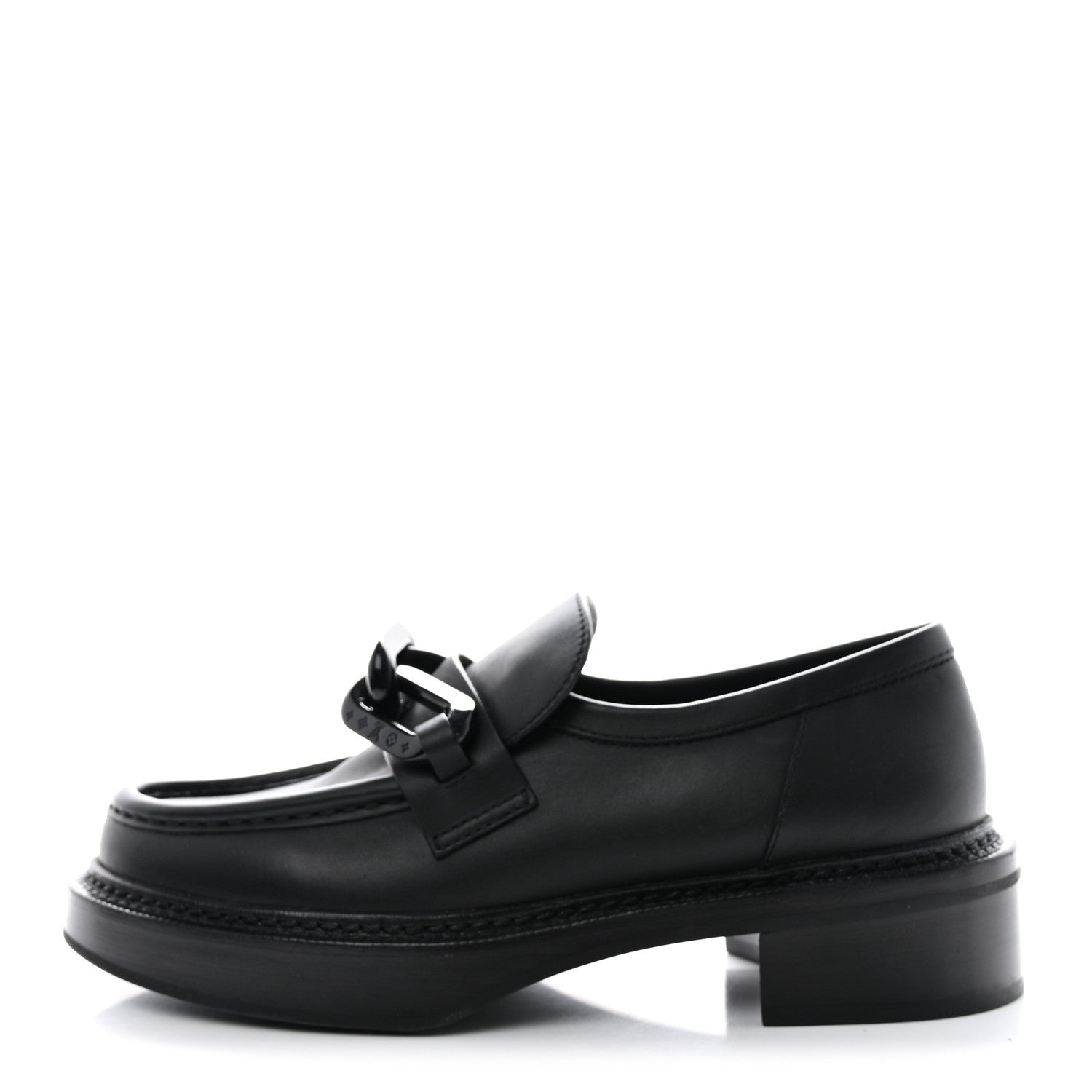 Louis Vuitton Calfskin Oversized Chain Academy Loafers 38 Black 1 of 10