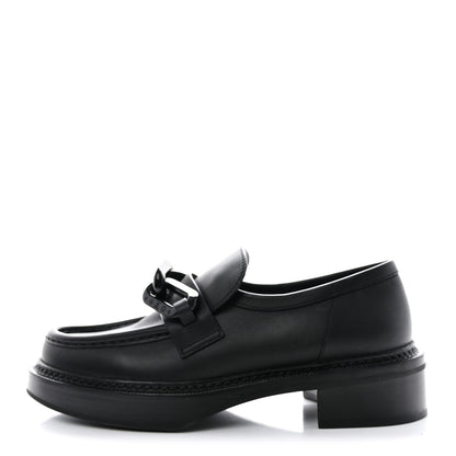 Louis Vuitton Calfskin Oversized Chain Academy Loafers 38 Black 1 of 10