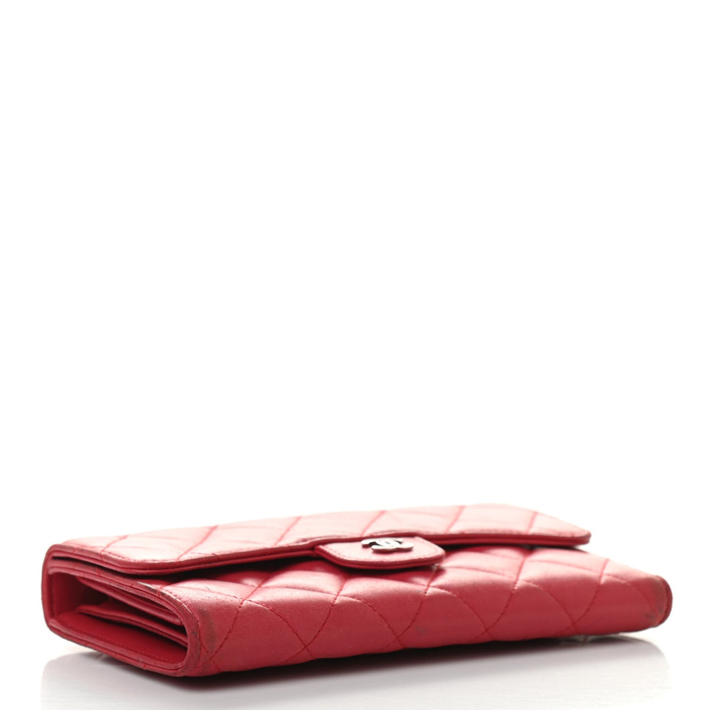 Lambskin Quilted Large Flap Wallet Dark Pink