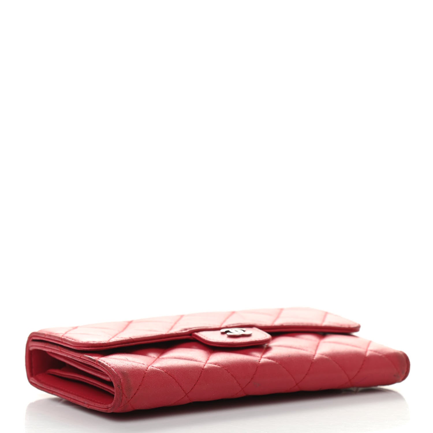 Chanel Lambskin Quilted Large Flap Wallet Dark Pink 4 of 14