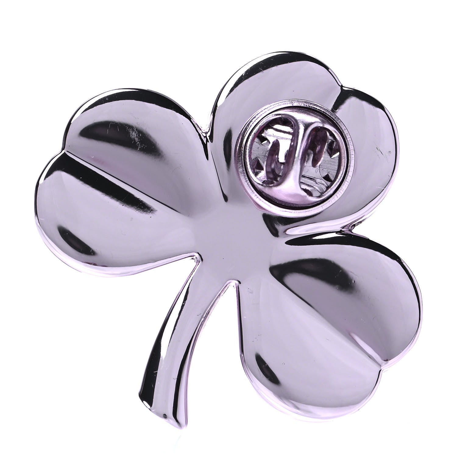 Chanel Metal CC Clover Pin Silver 2 of 3