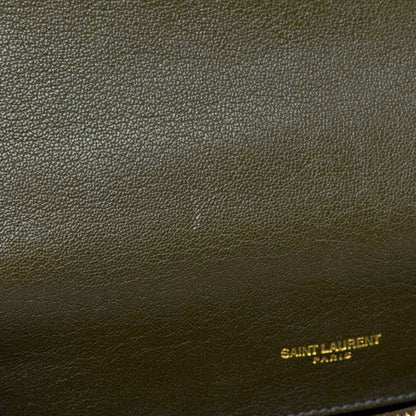 Saint Laurent Sheepskin Matelasse Chevron Monogram Medium College Bag Military Olive 14 of 14