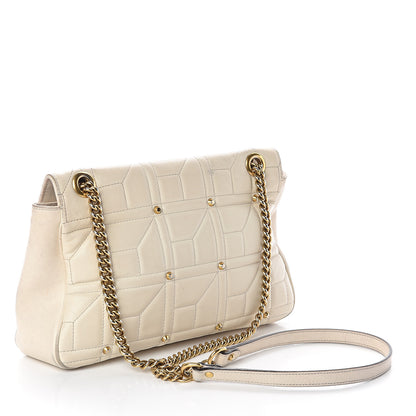 Gucci Calfskin Matelasse Studded Medium GG Marmont Shoulder Bag White 2 of 8