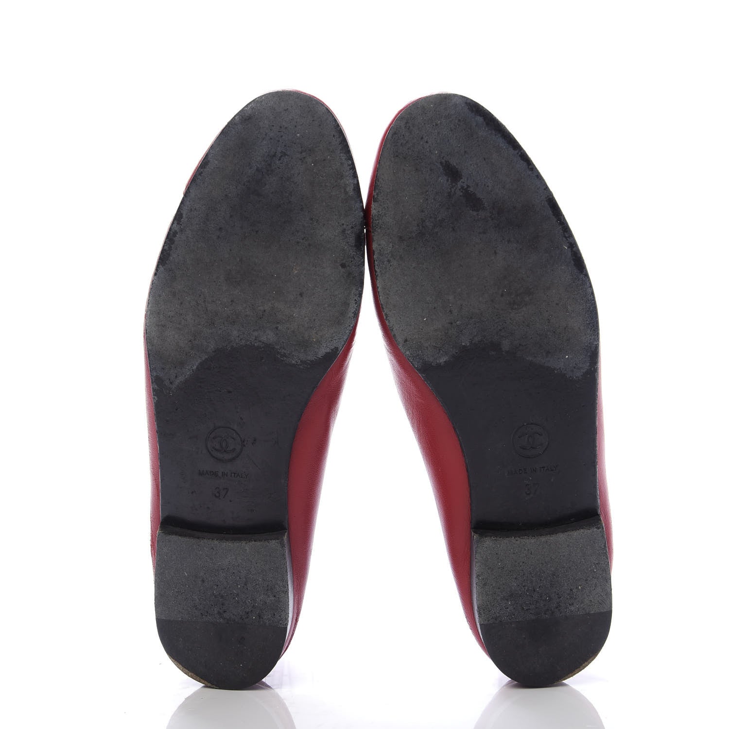 Chanel Lambskin Cap Toe Ballerina Flats 37 Red 6 of 9