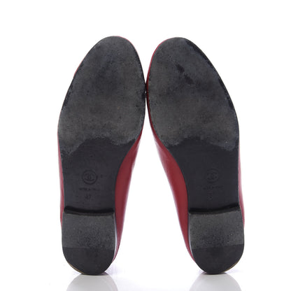 Chanel Lambskin Cap Toe Ballerina Flats 37 Red 6 of 9