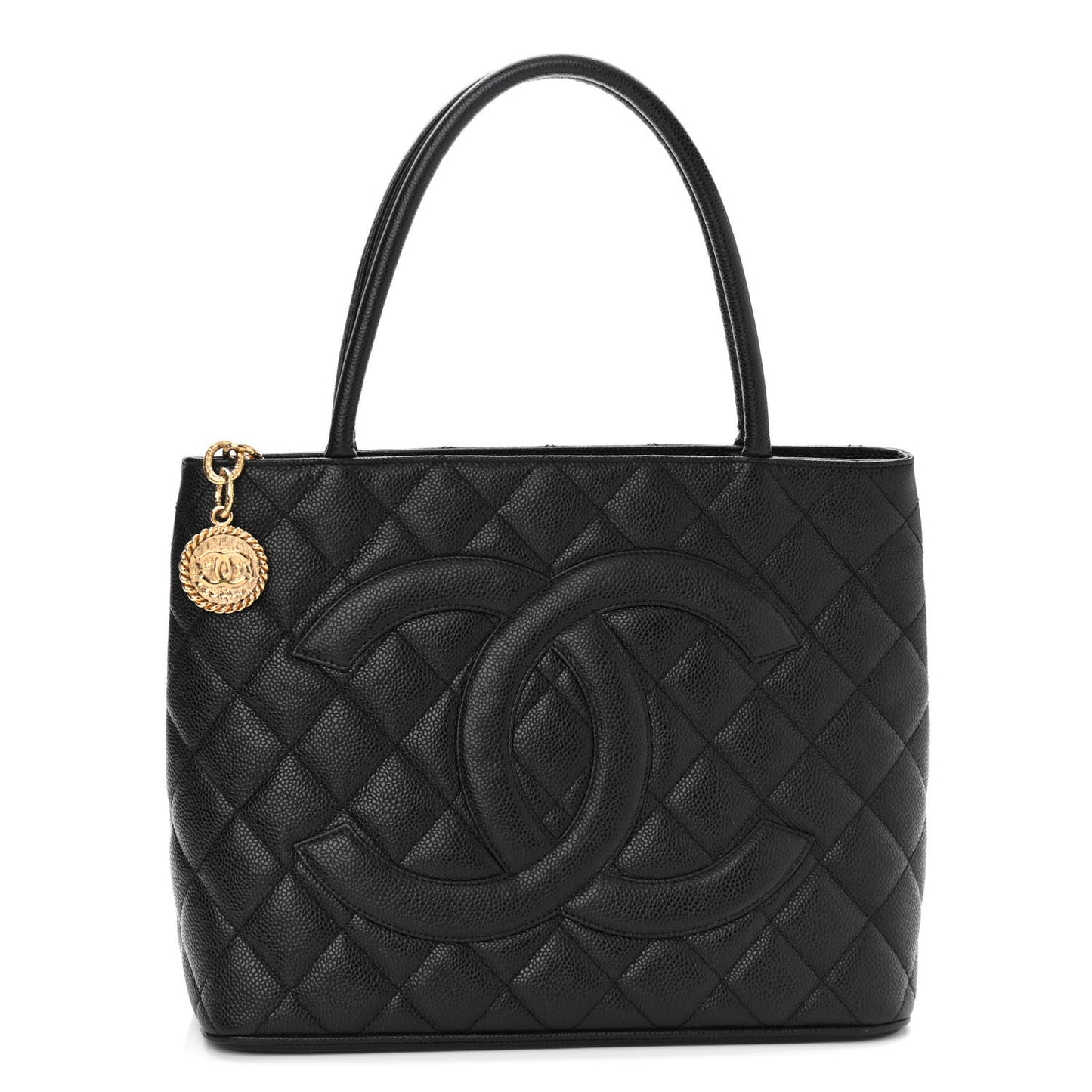 Caviar Quilted Medallion Tote Black