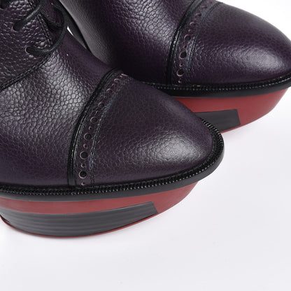 Louis Vuitton Grained Calfskin Platform Lace Up Pumps 38.5 Purple 13 of 13