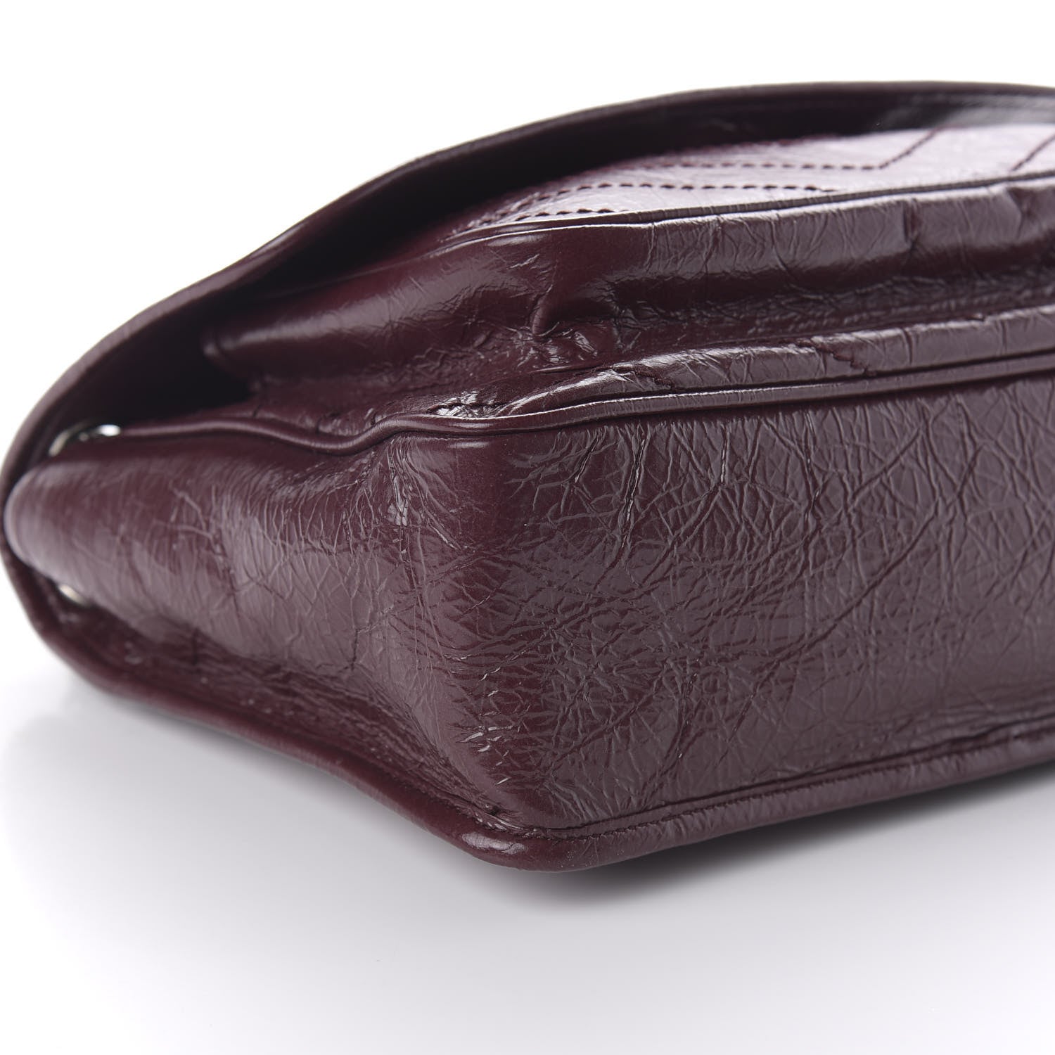 Saint Laurent Crinkled Calfskin Matelasse Monogram Medium Niki Chain Satchel Burgundy 6 of 9