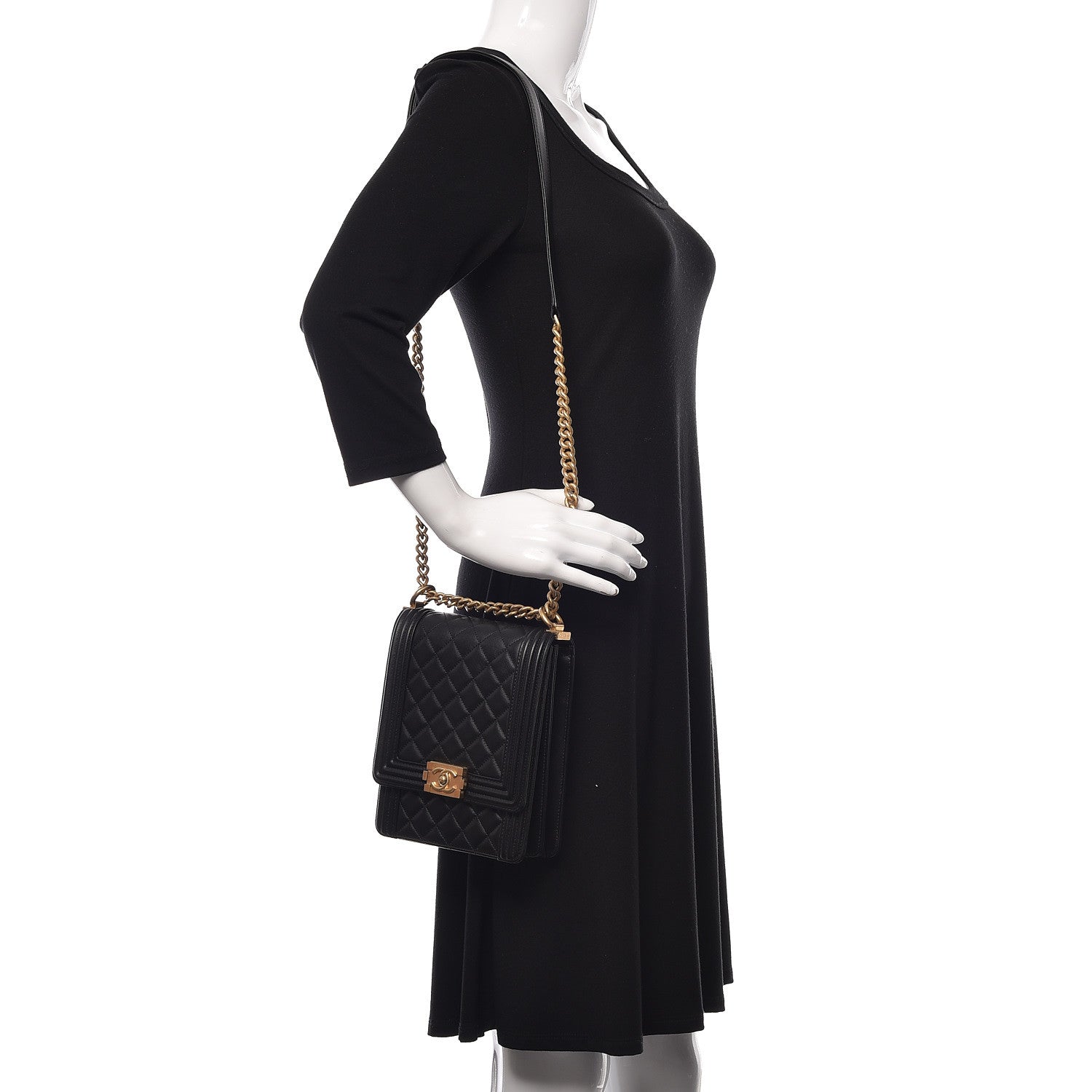 Chanel Calfskin Quilted North South Boy Flap Black 2 of 10