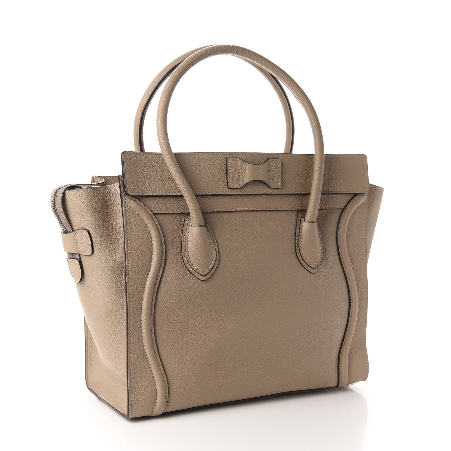 Celine Drummed Calfskin Shoulder Luggage Dune 3 of 10