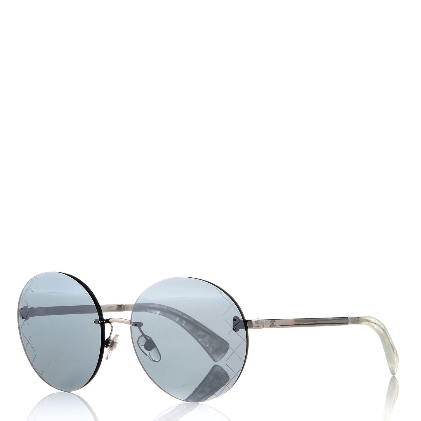 Metal Rimless Round Sunglasses 4216 Silver
