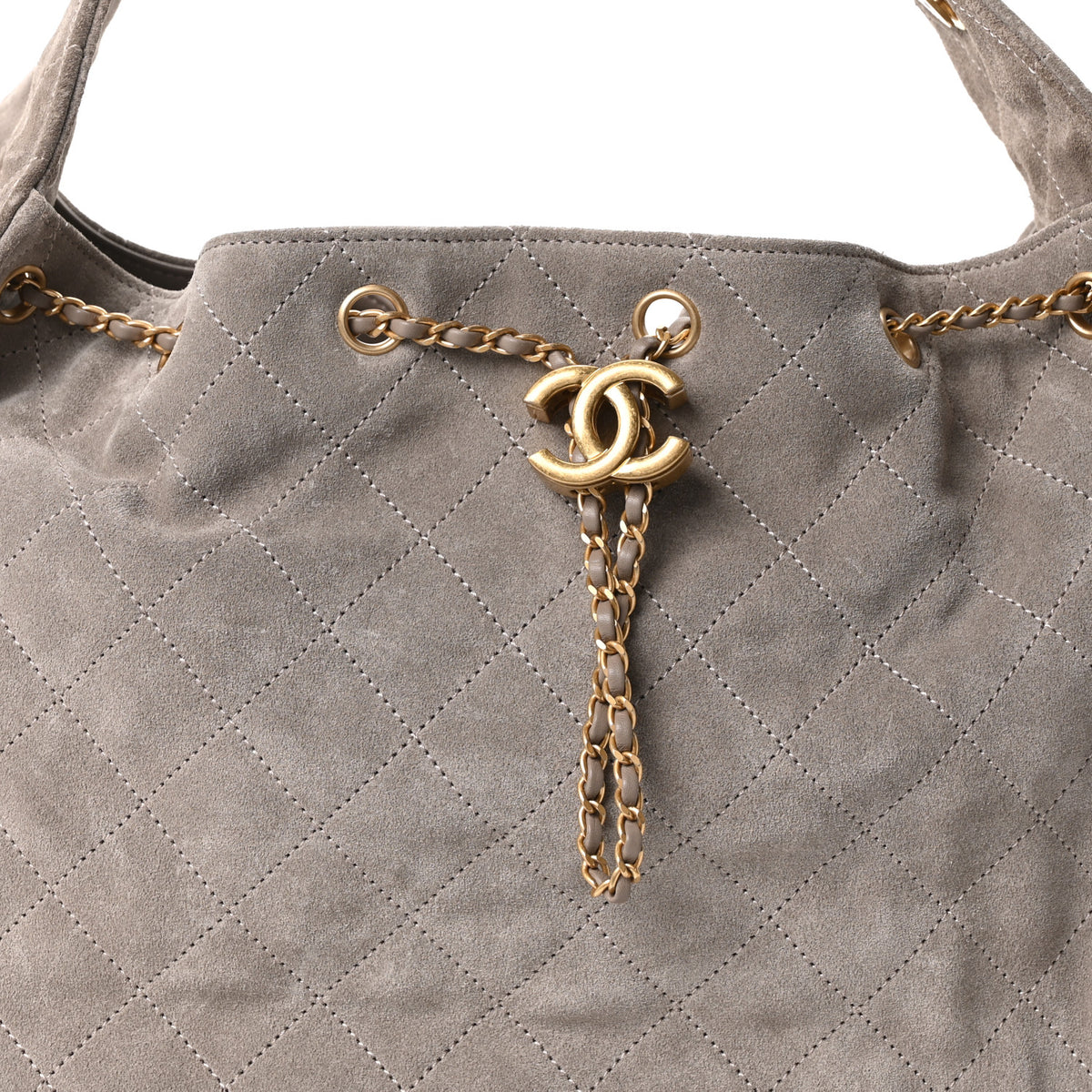 Chanel Suede Quilted Medium Chanel 25 Handbag Grey 9 of 11