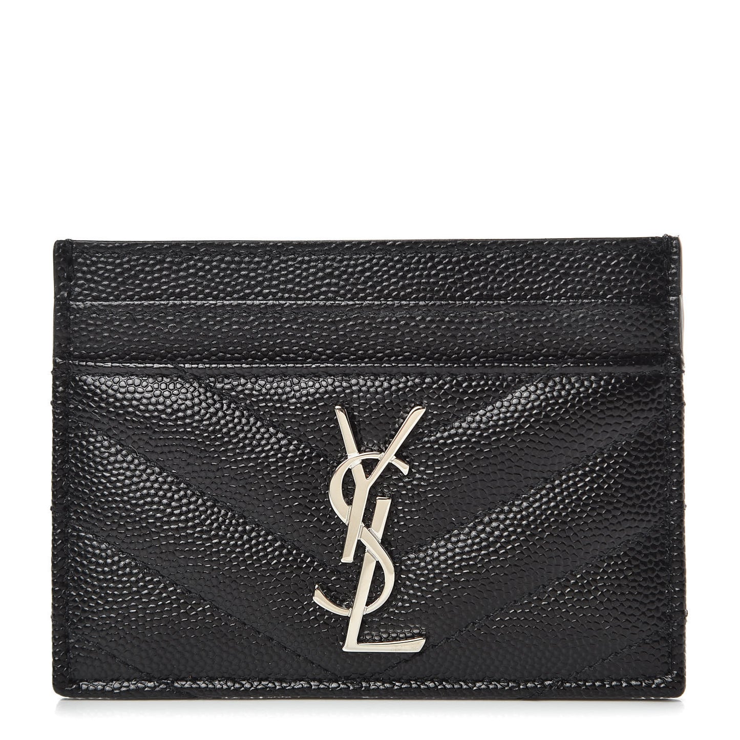 Grain De Poudre Matelasse Chevron Monogram Credit Card Case Black