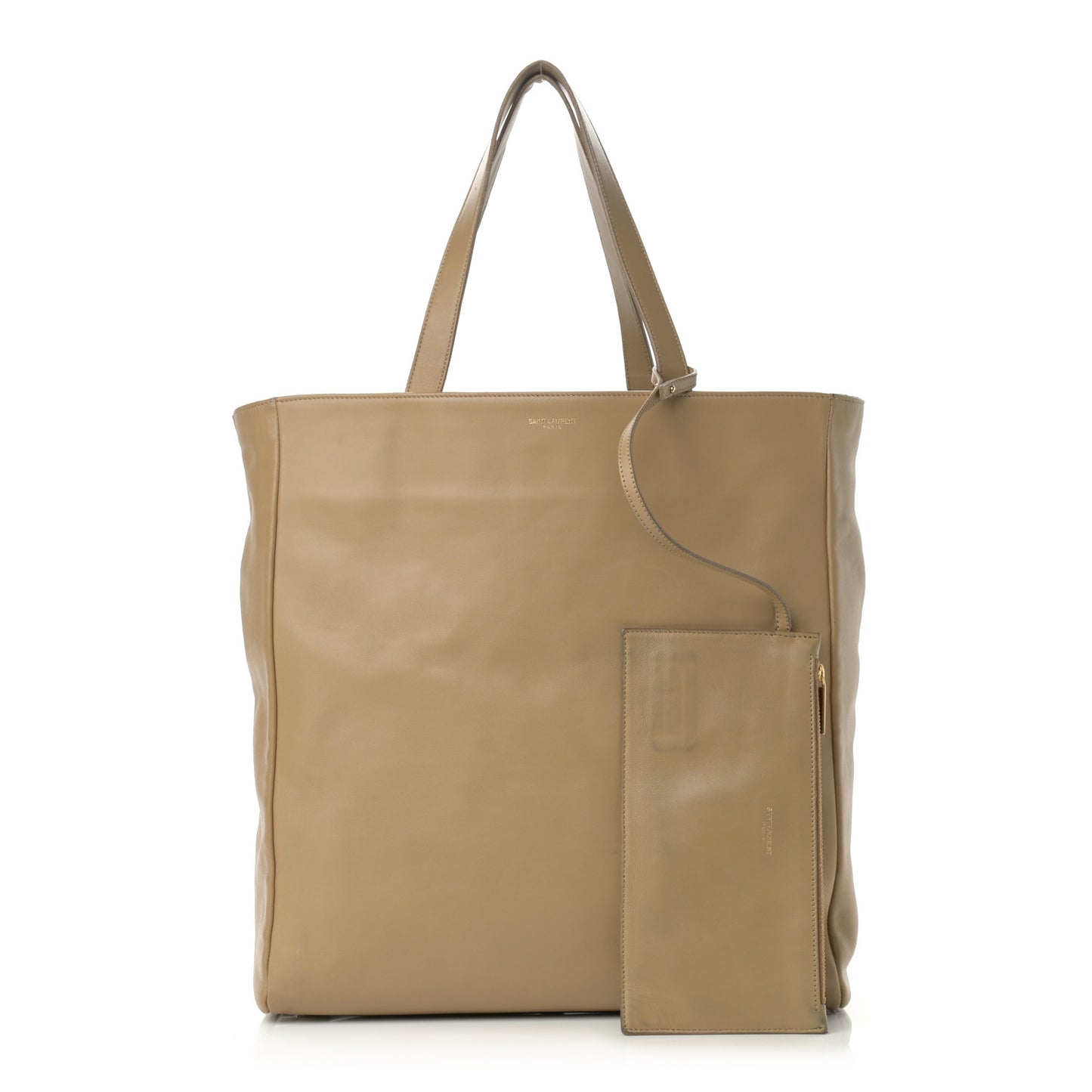 Calfskin Suede North South Reversible Shopping Tote Beige Black