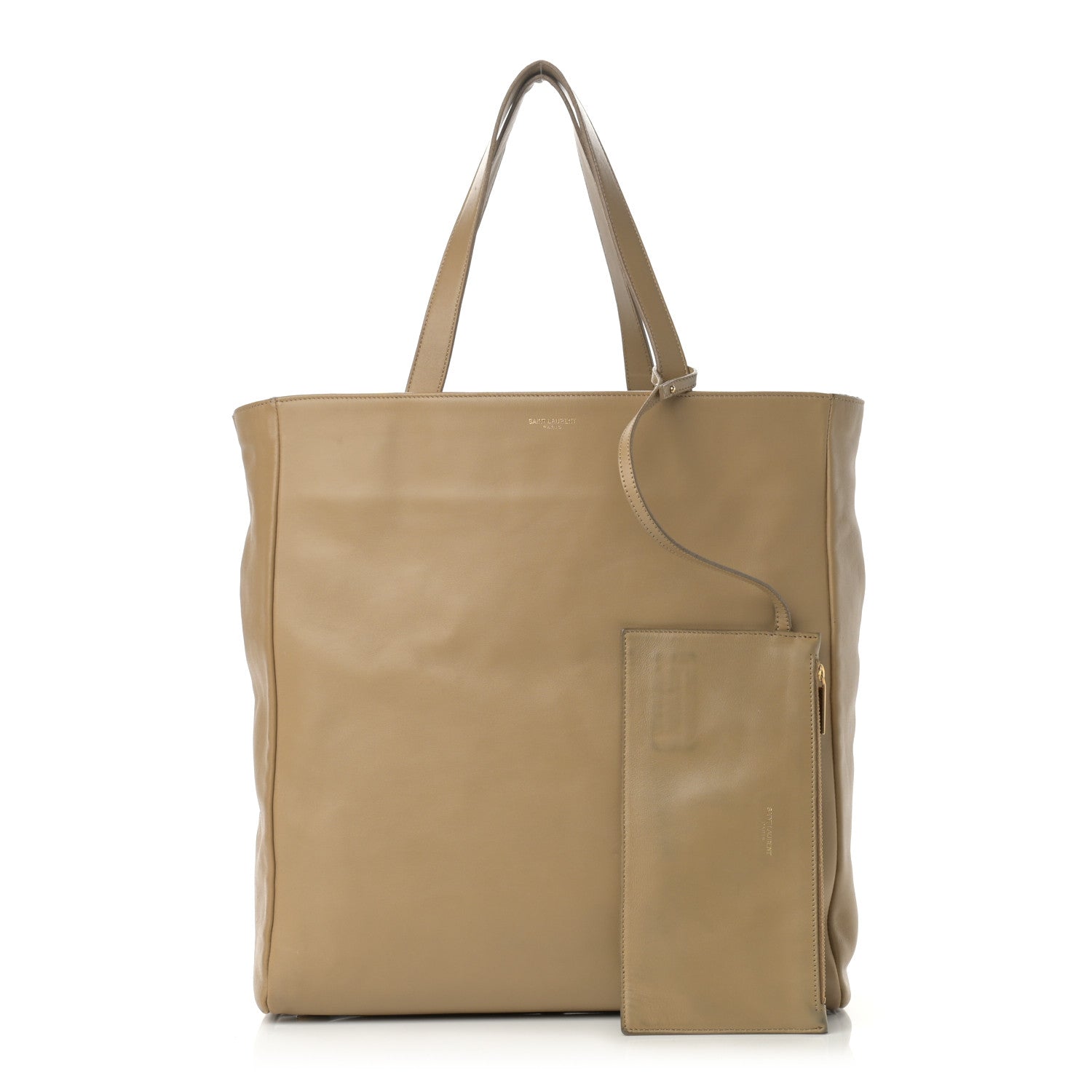 Saint Laurent Calfskin Suede North South Reversible Shopping Tote Beige Black 1 of 17