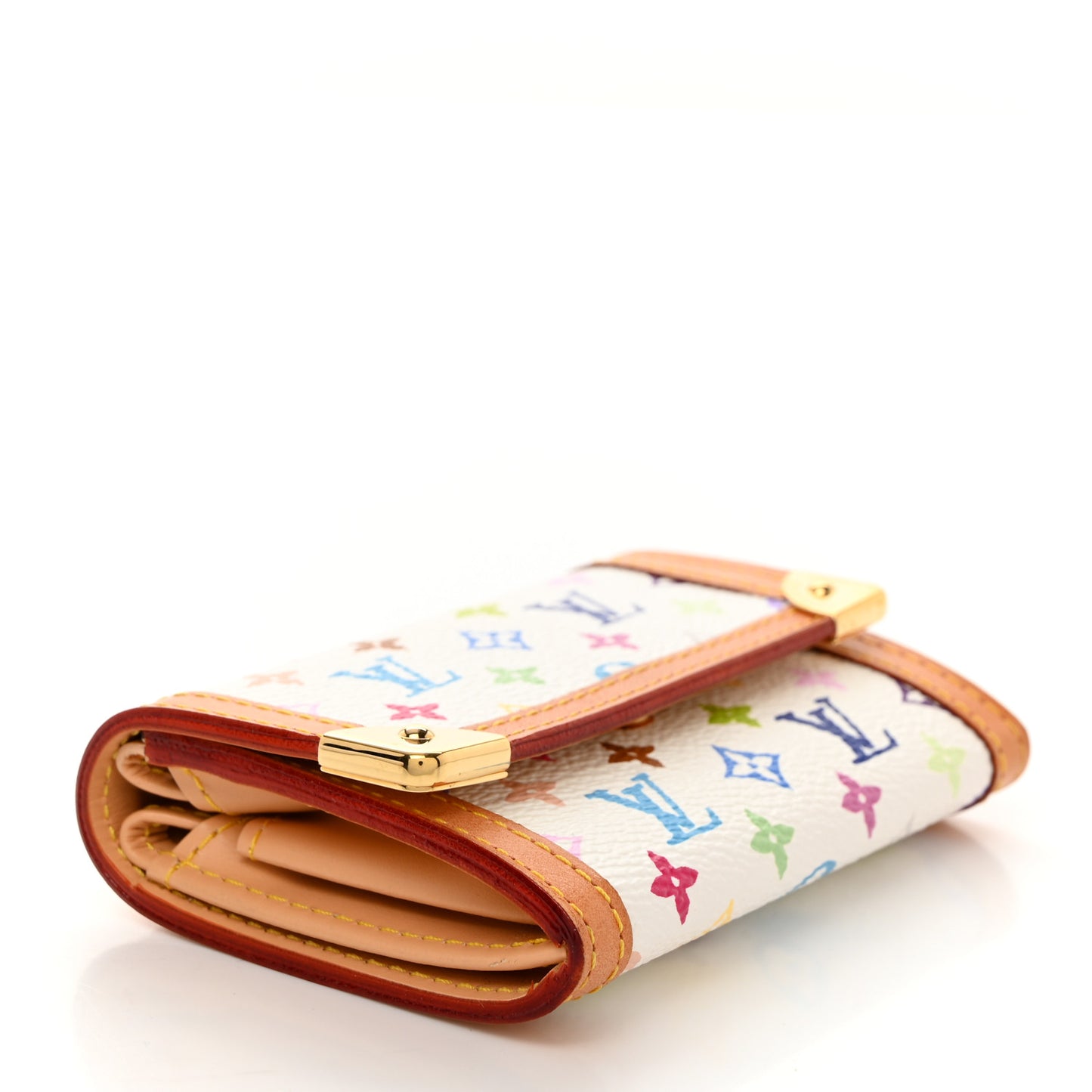 LOUIS VUITTON Monogram Multicolor Porte-Monnaie Plat Coin Purse White