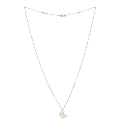Van Cleef & Arpels 18K Yellow Gold Mother of Pearl Sweet Alhambra Butterfly Pendant Necklace 2 of 4
