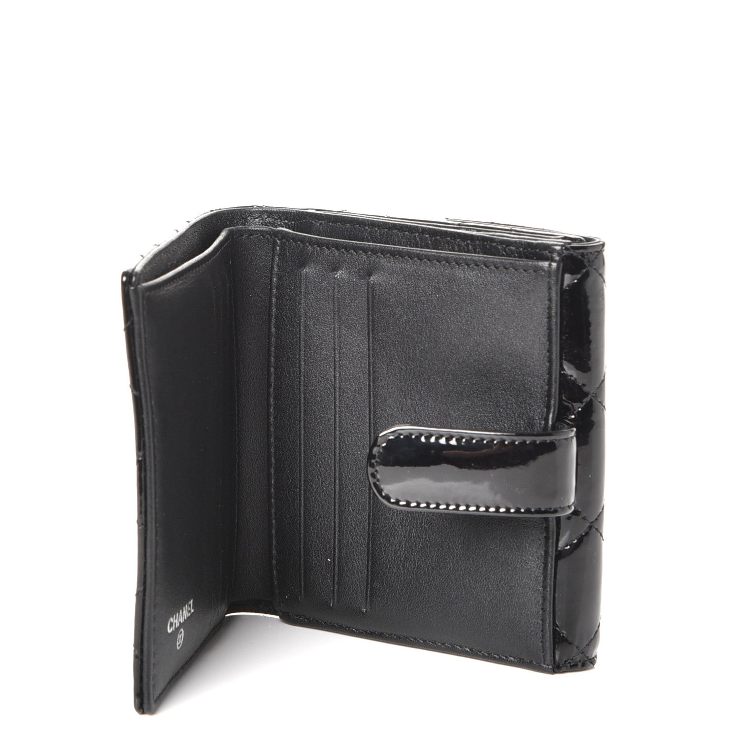 Chanel Patent Quilted Compact French Flap Wallet Black 5 of 9