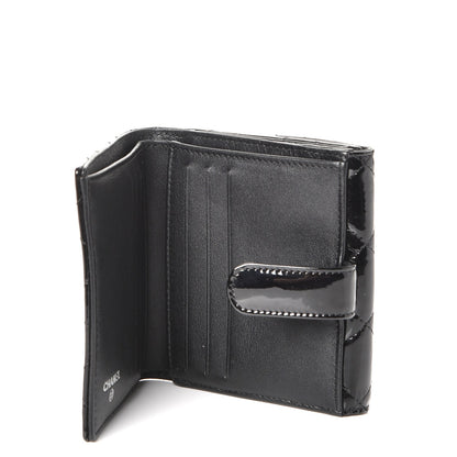 Chanel Patent Quilted Compact French Flap Wallet Black 5 of 9