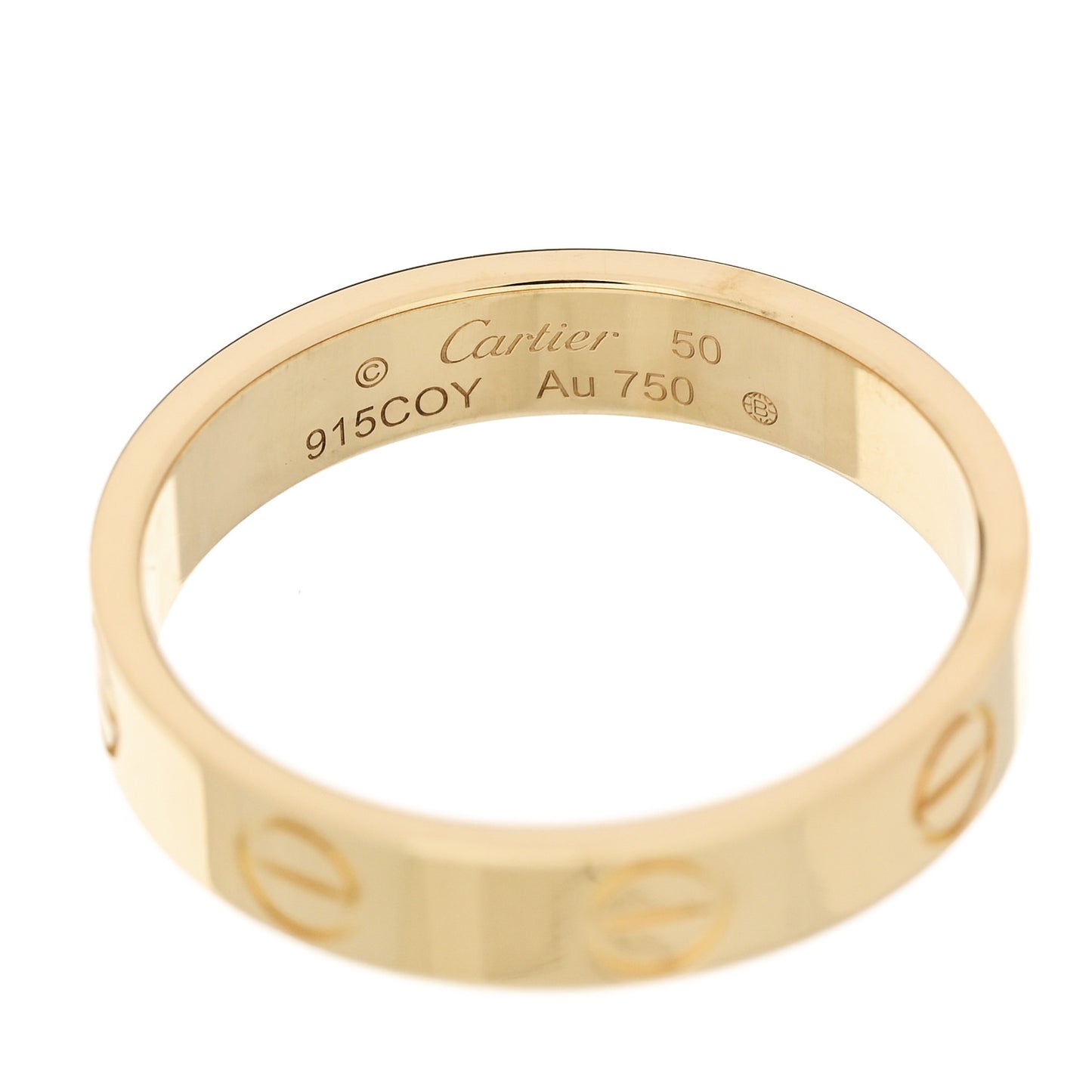 18K Yellow Gold 3.5mm LOVE Wedding Band Ring  50 5.25