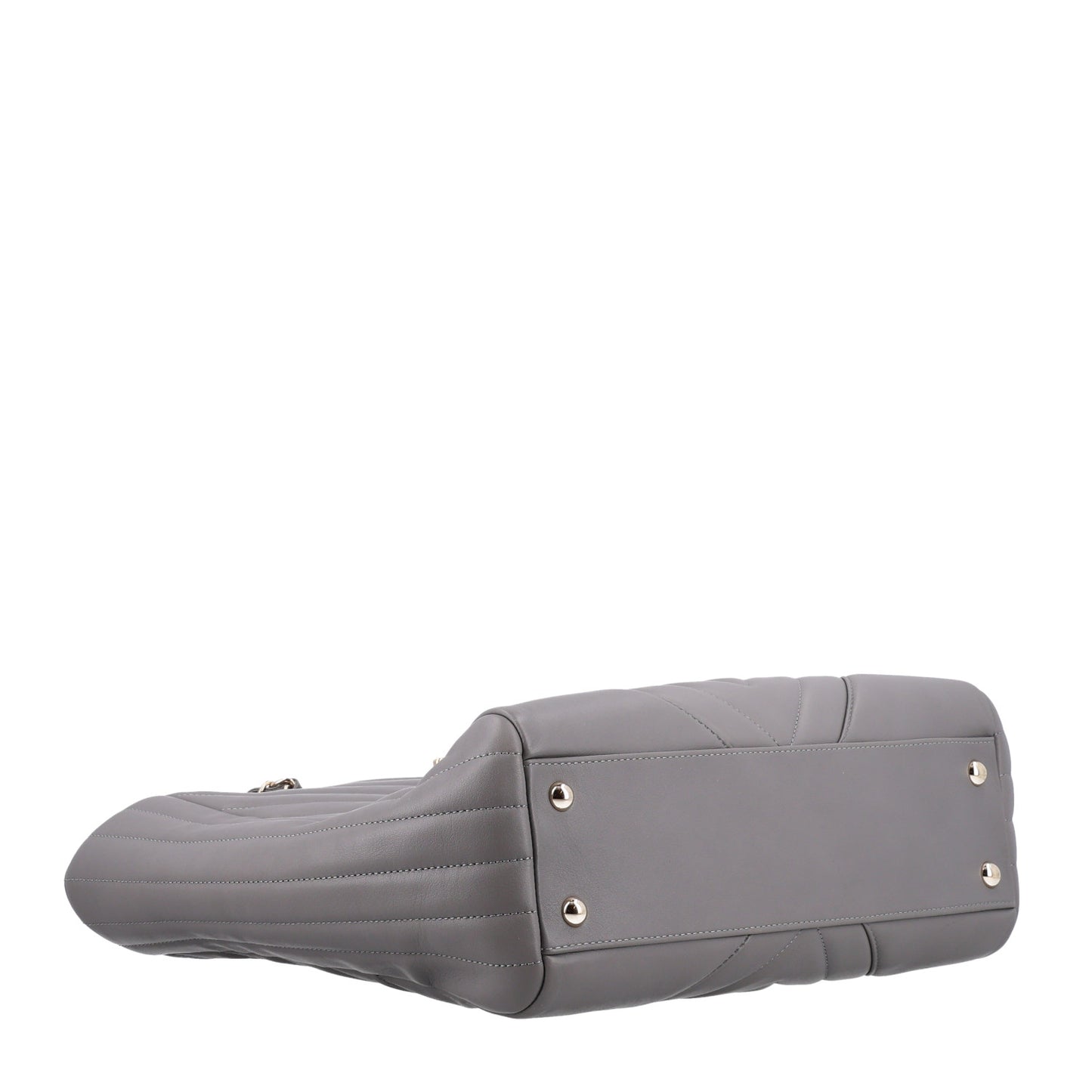 Aged Calfskin Chevron Quilted Large Classic Shopping Tote Grey