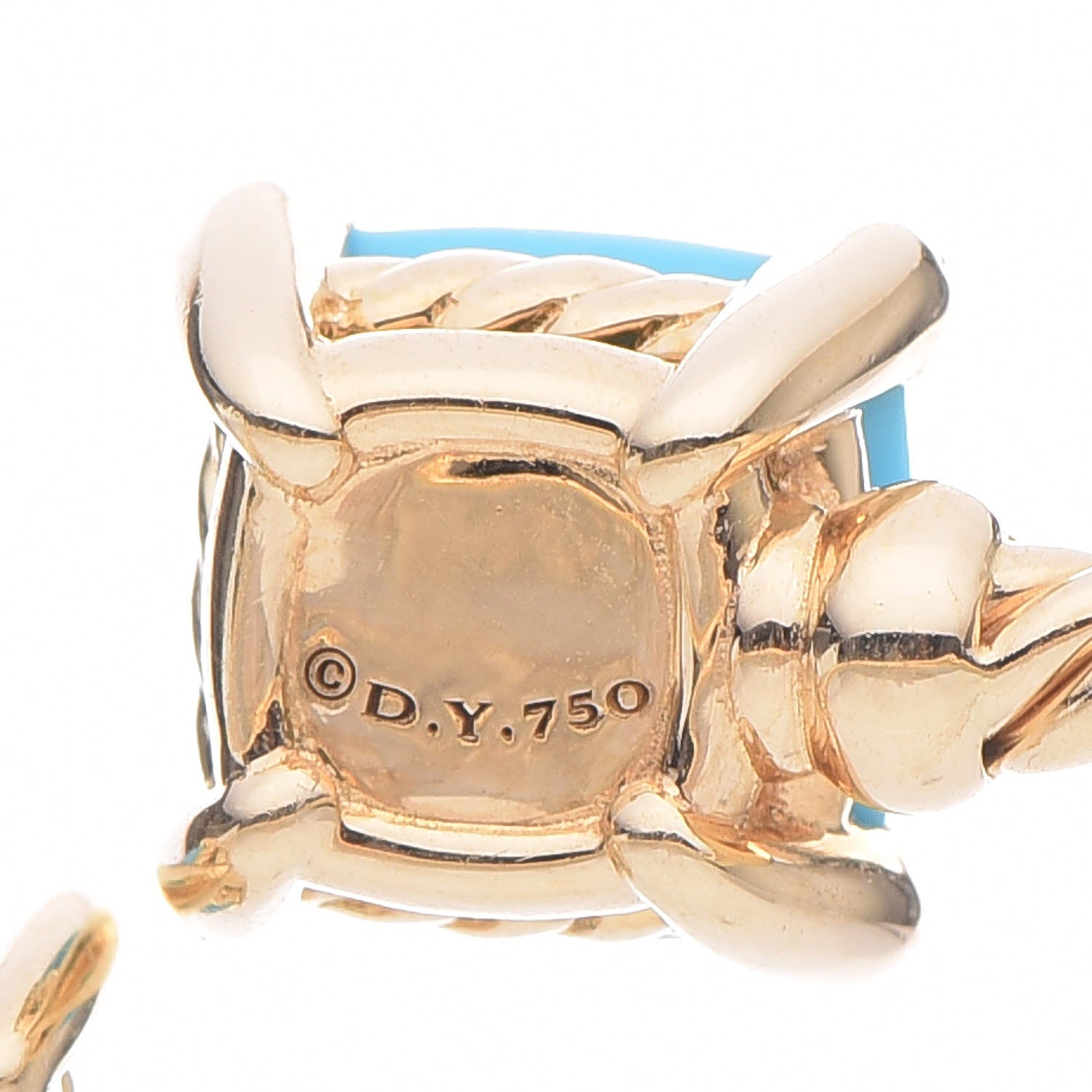 David Yurman 18K Yellow Gold Turquoise Diamond Chatelaine Bypass Bracelet 4 of 5