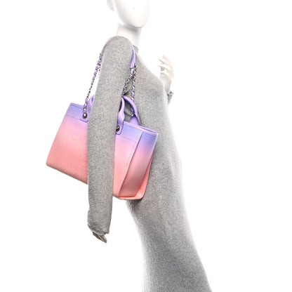 Chanel Shaded Calfskin Small Deauville Tote Light Purple Pink Coral 2 of 11