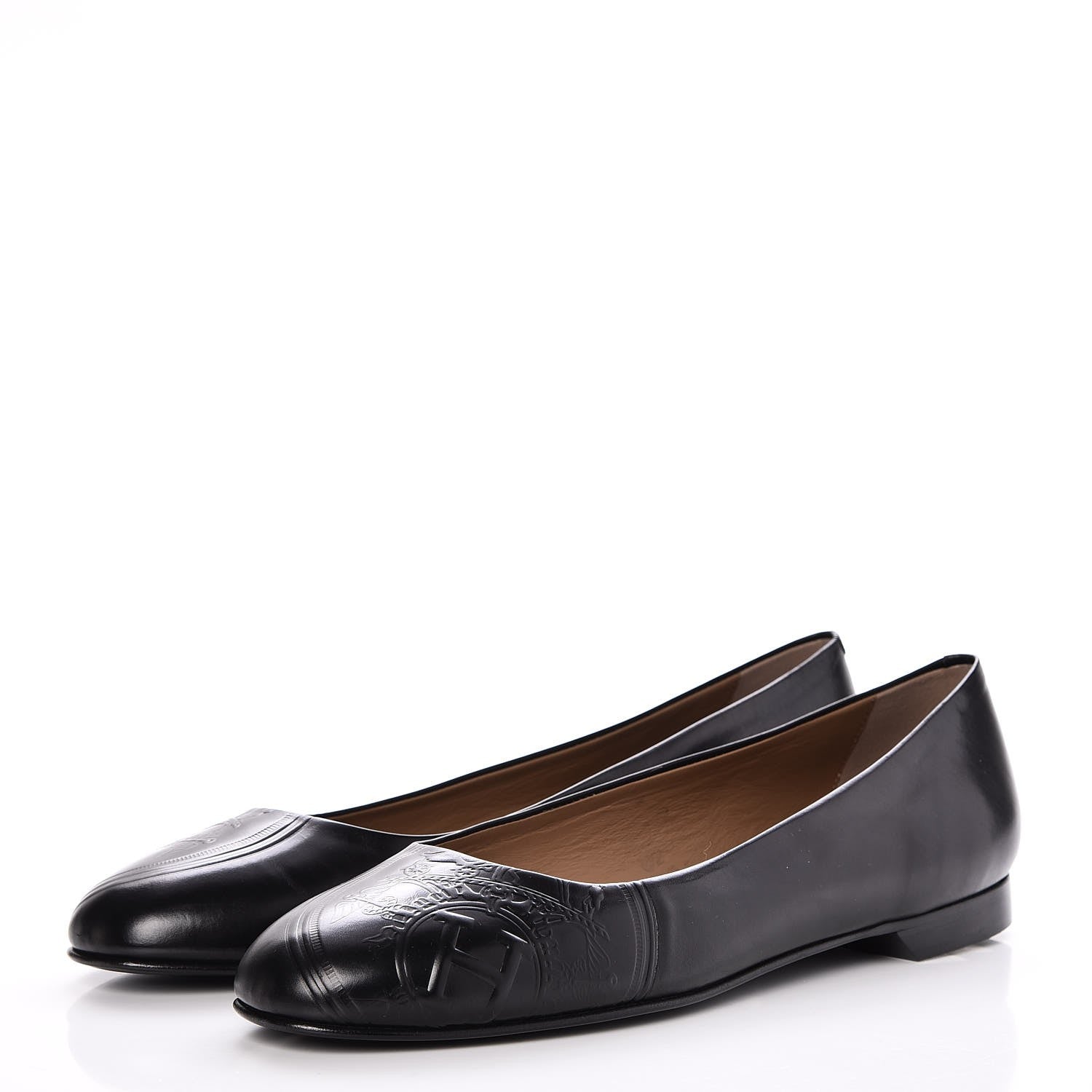 Hermes Glossy Calfskin Neuilly Ballerina Flats 38.5 Black 3 of 9