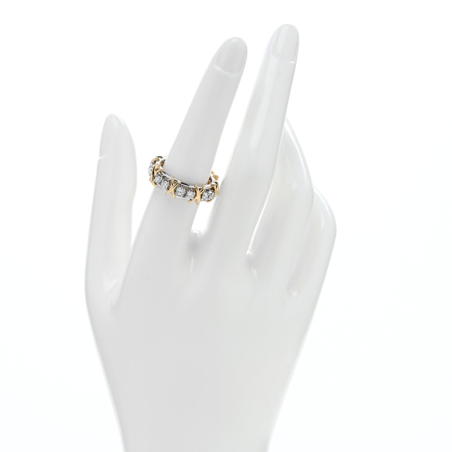 Platinum 18K Yellow Gold Diamond Schlumberger Sixteen Stone Ring 55 7.25