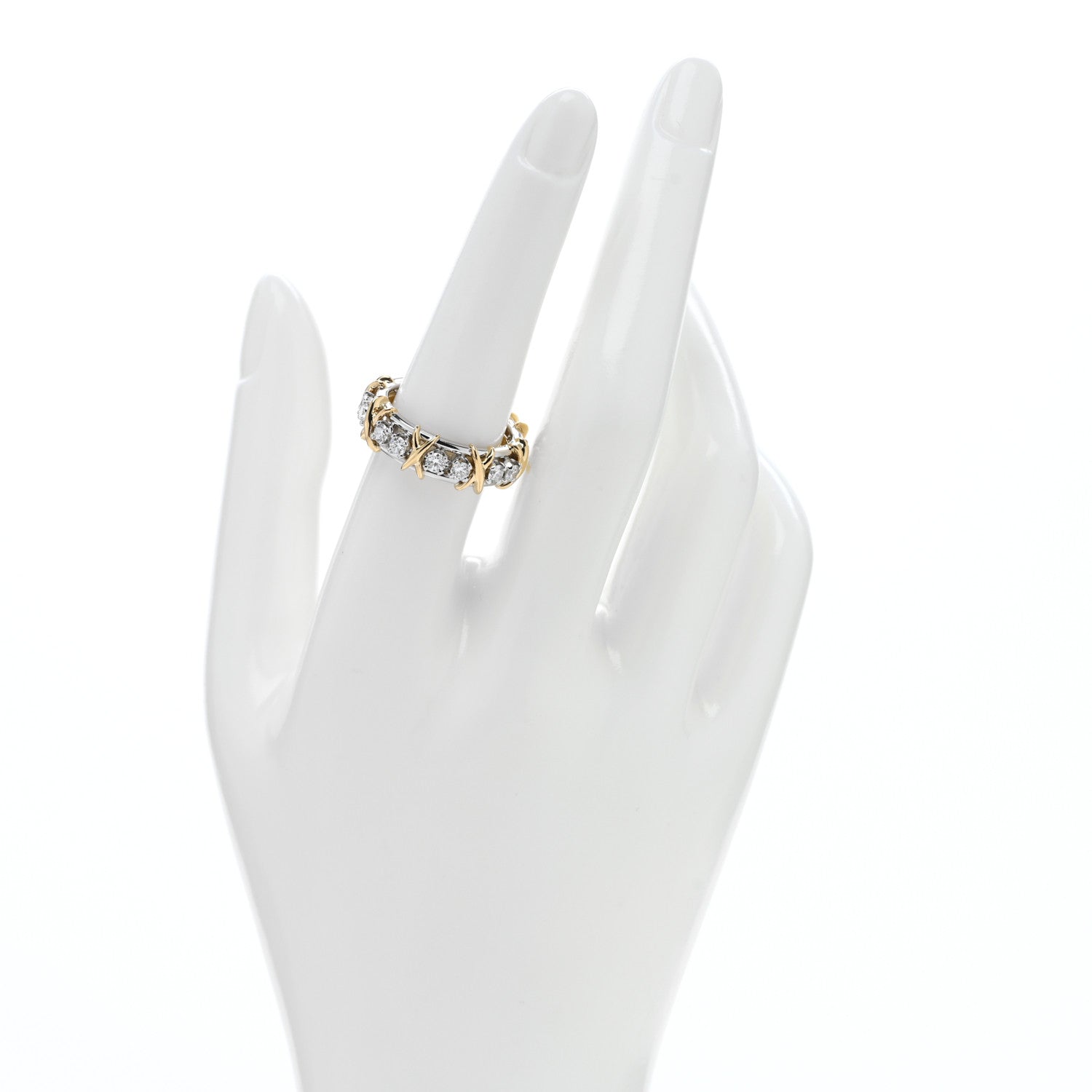 Tiffany Platinum 18K Yellow Gold Diamond Schlumberger Sixteen Stone Ring 55 7.25 2 of 6