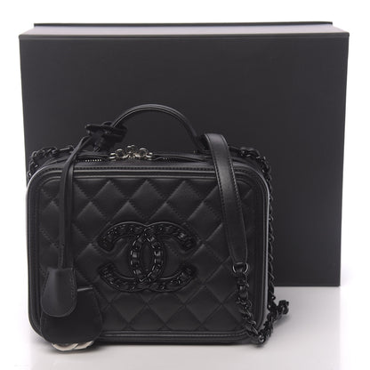 Chanel Calfskin Quilted Medium CC Filigree Vanity Case Black 12 of 12