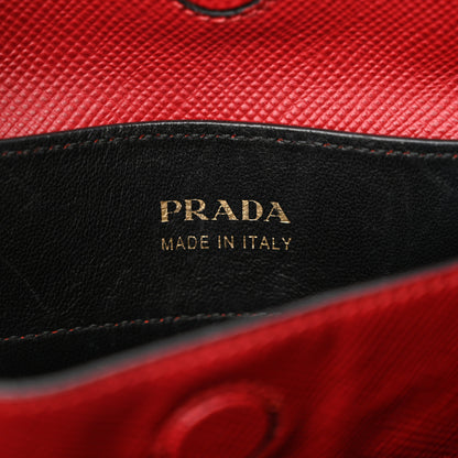 Prada Saffiano Cuir Medium Double Bag Fuoco Black 6 of 16